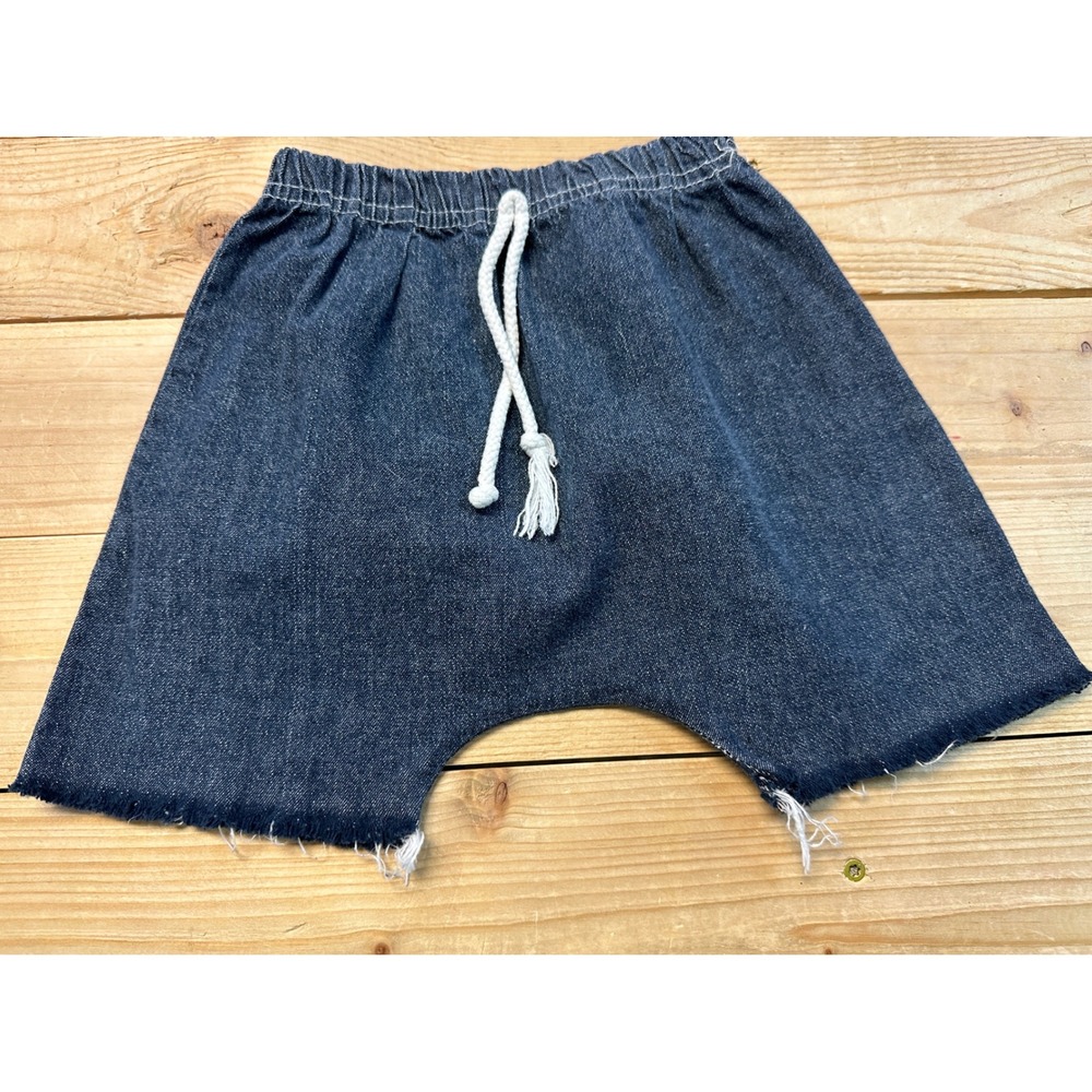 Figge Kids Denim Shorts 18MO Blue Raw‎ Hem Elastic Waist Drawstring